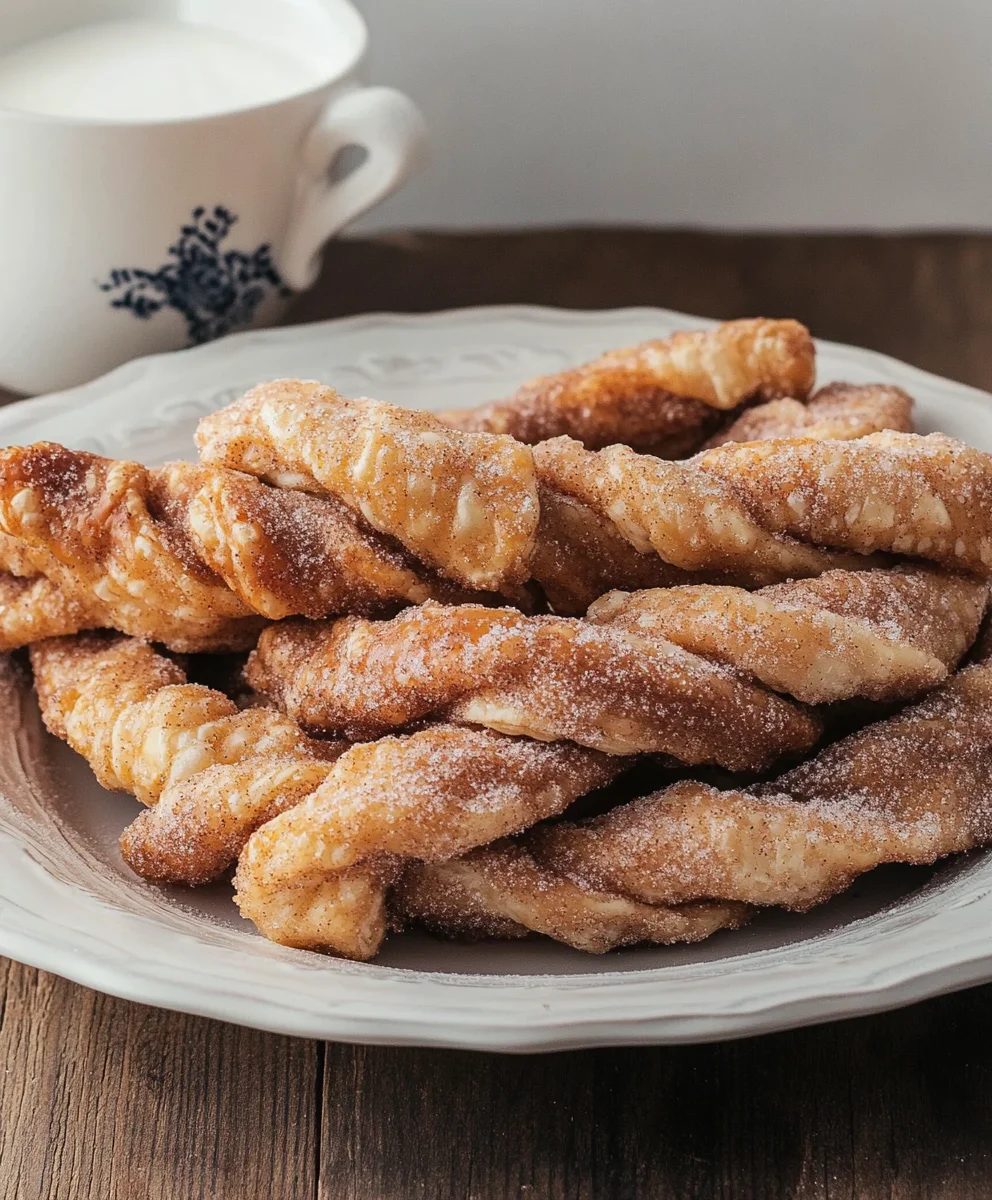 Cinnamon sugar twists served with a cup of milk
