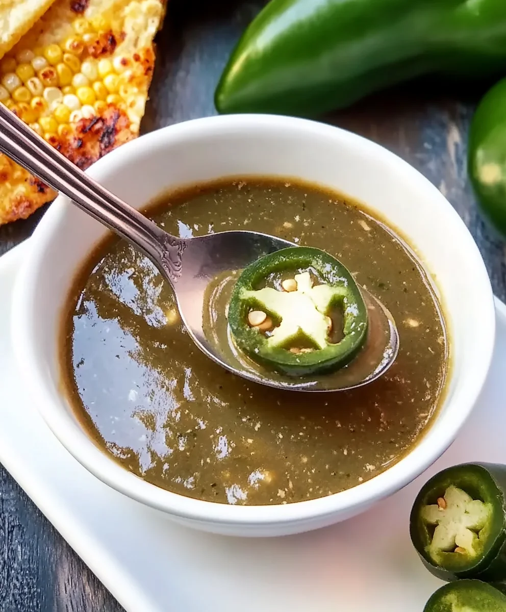 Dill Pickle Hot Sauce with sliced jalapeños and roasted corn