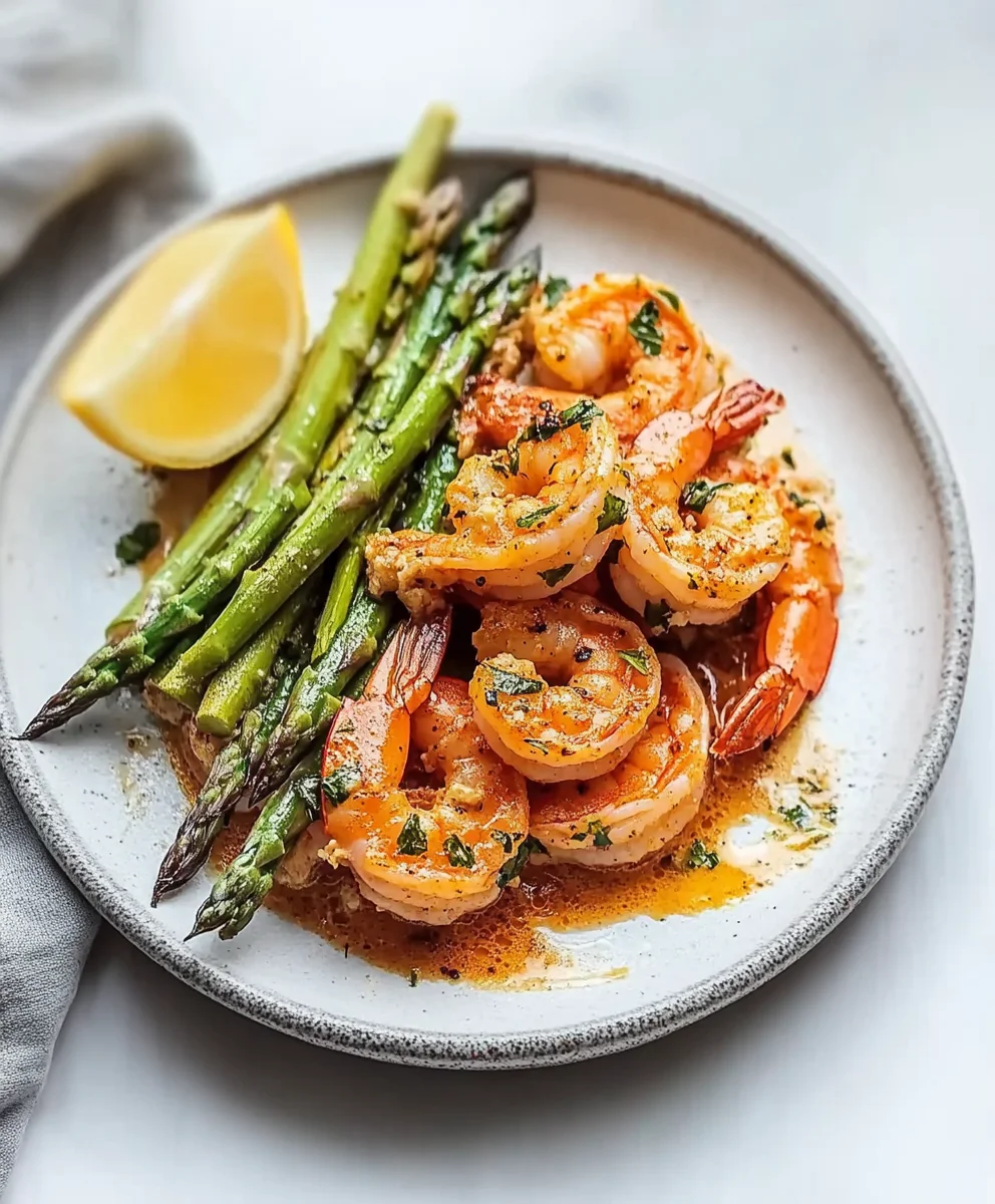 Garlic Butter Shrimp and Asparagus Skillet with Lemon
