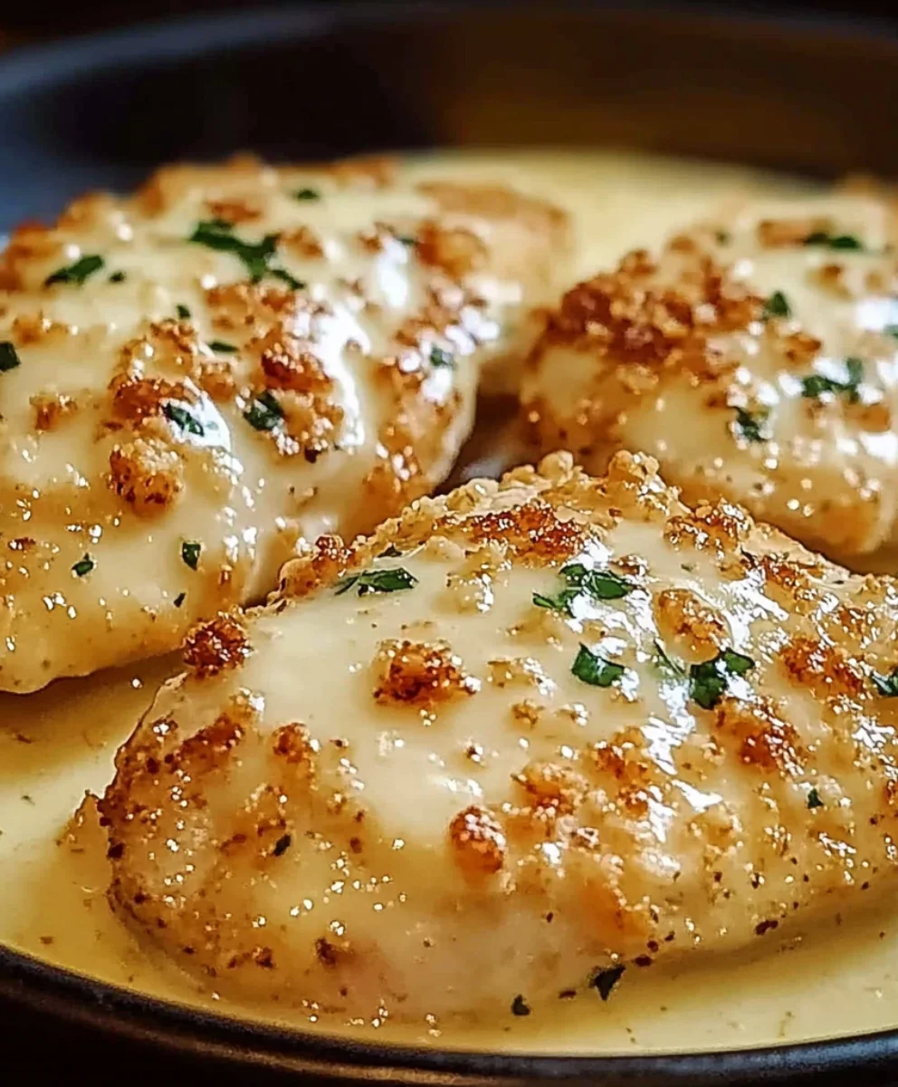 Crispy Longhorn Steakhouse Parmesan Chicken topped with bubbling mozzarella and golden breadcrumbs in a skillet.