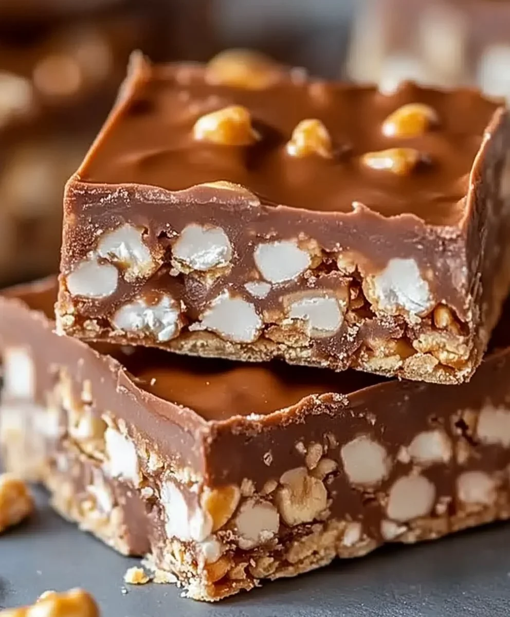 Homemade 3-Ingredient Crunch Bars sliced into squares