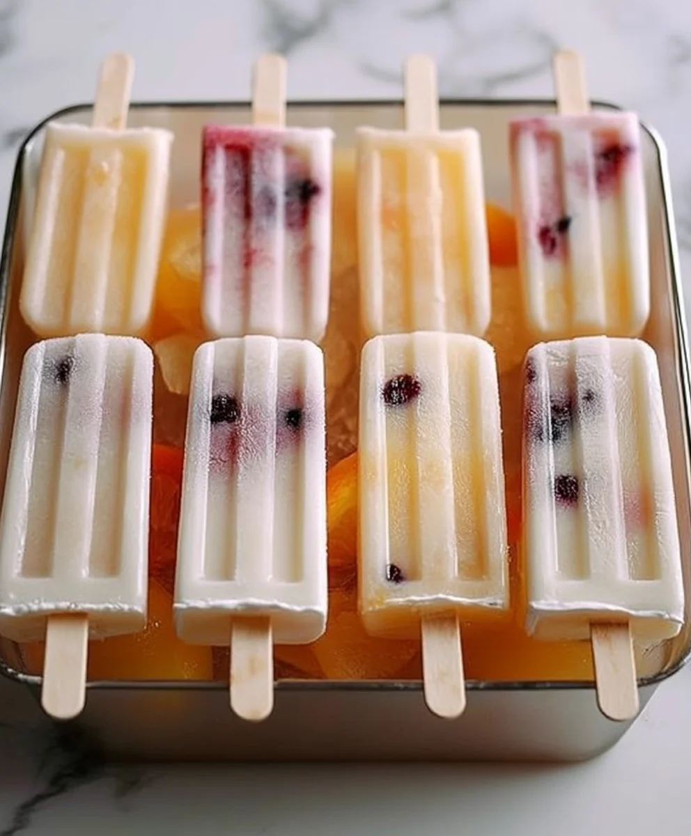 4-Ingredient Fruit & Yogurt Popsicles with strawberries
