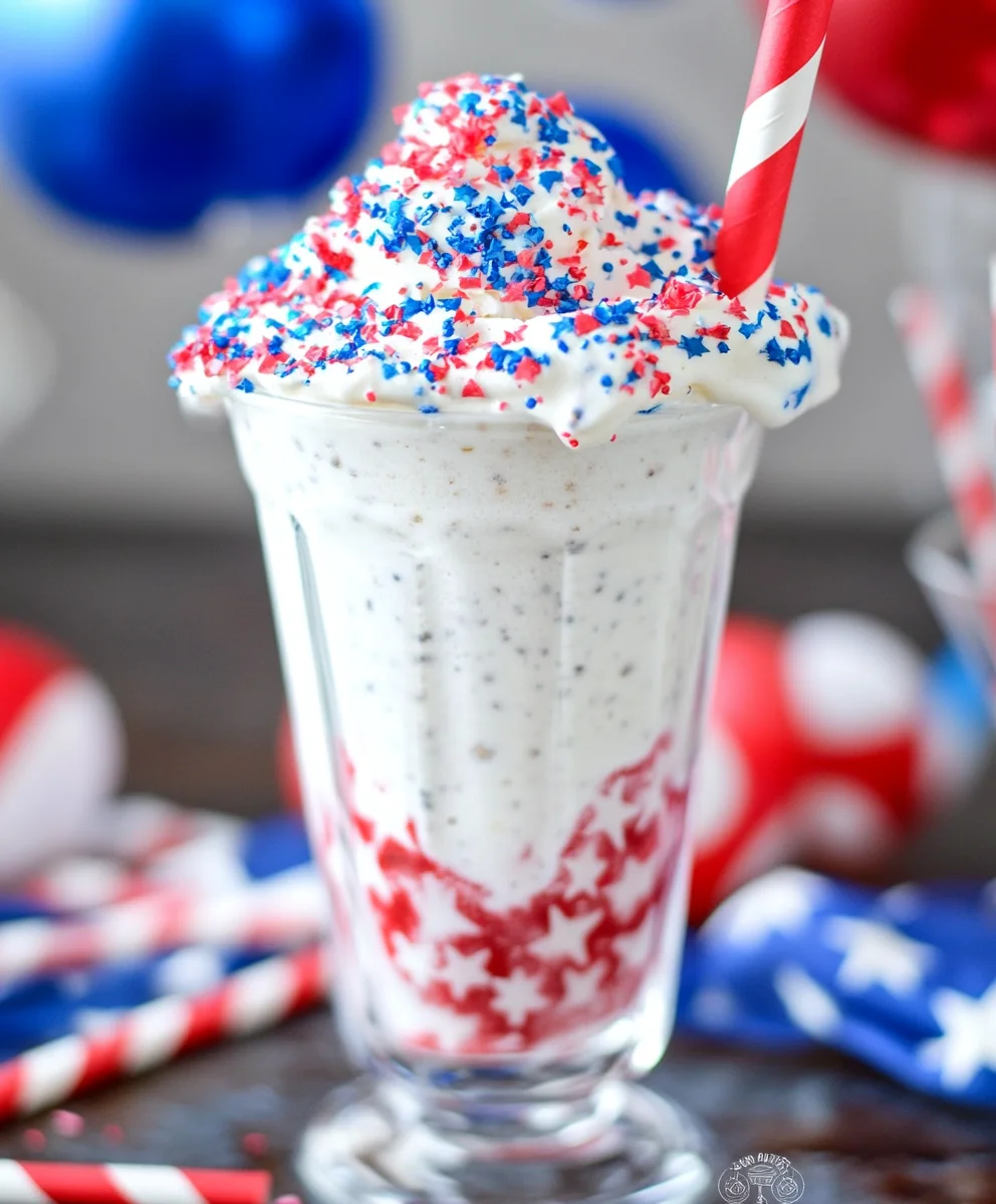 4th of July Milkshake with Red, White, and Blue Sprinkles
