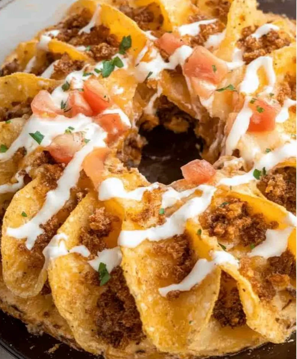 Delicious Bundt Pan Nachos with Ground Beef and Cheese