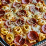 Cheese Tortellini Pepperoni Pizza Casserole Baking