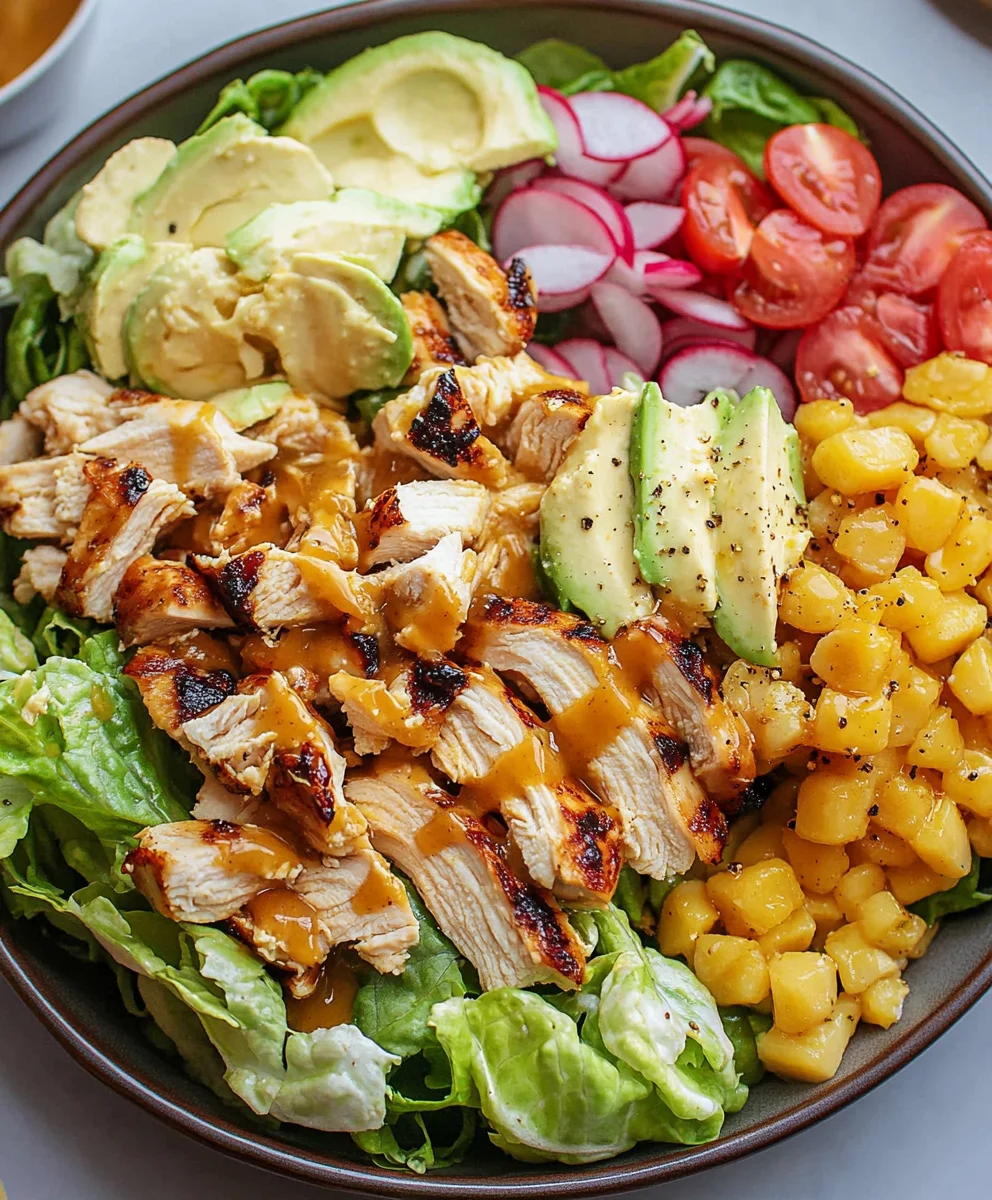 Honey Mustard Chicken Salad with Olive and Mango Ingredients