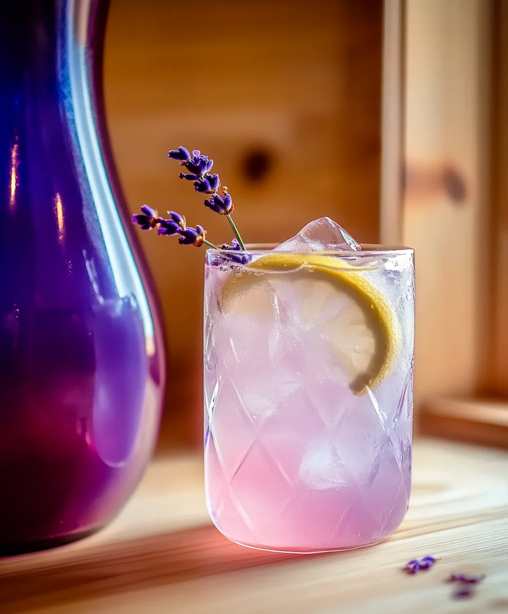 Lavender Lemonade Fizz Mocktail With Sparkling Water and fresh lemons