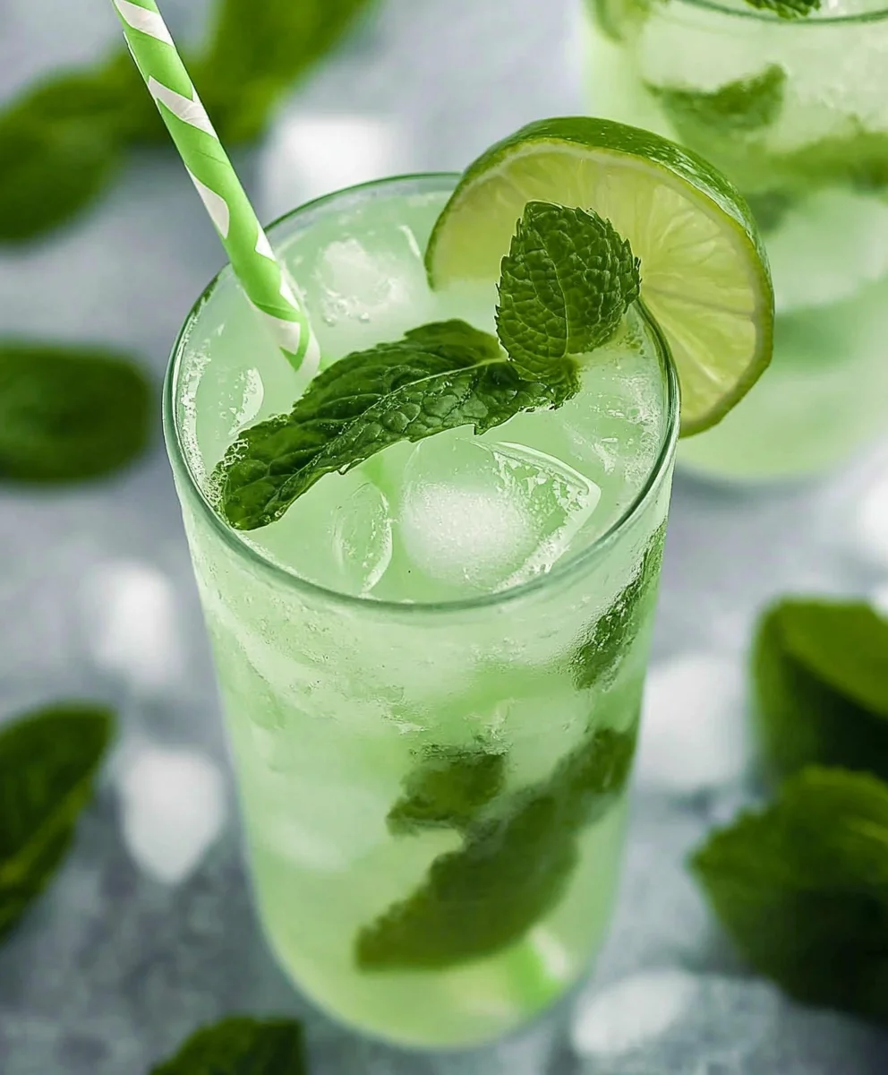 Refreshing virgin mojito with fresh mint and lime