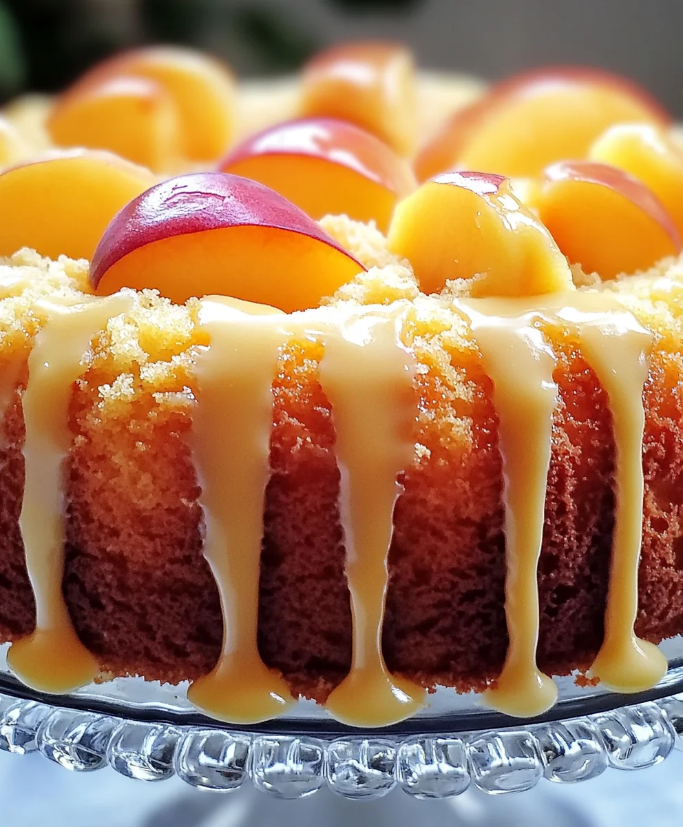 Southern Peach Buttermilk Pound Cake served with fresh peaches