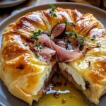 Baked Brie in Puff Pastry with Figs and Drizzled Honey