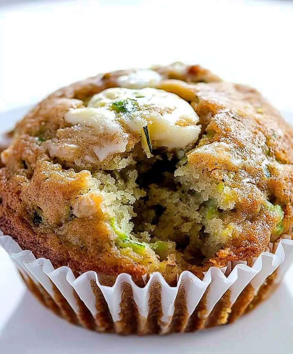 Freshly baked banana zucchini muffins with shredded zucchini