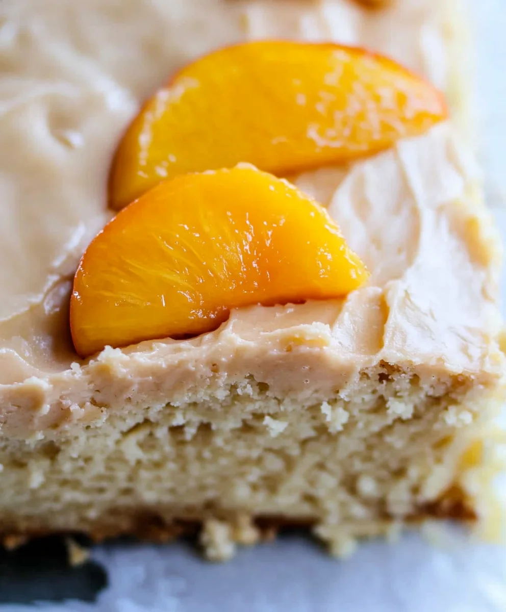 Brown Sugar Peach Cake with Caramelized Brown Sugar Frosting