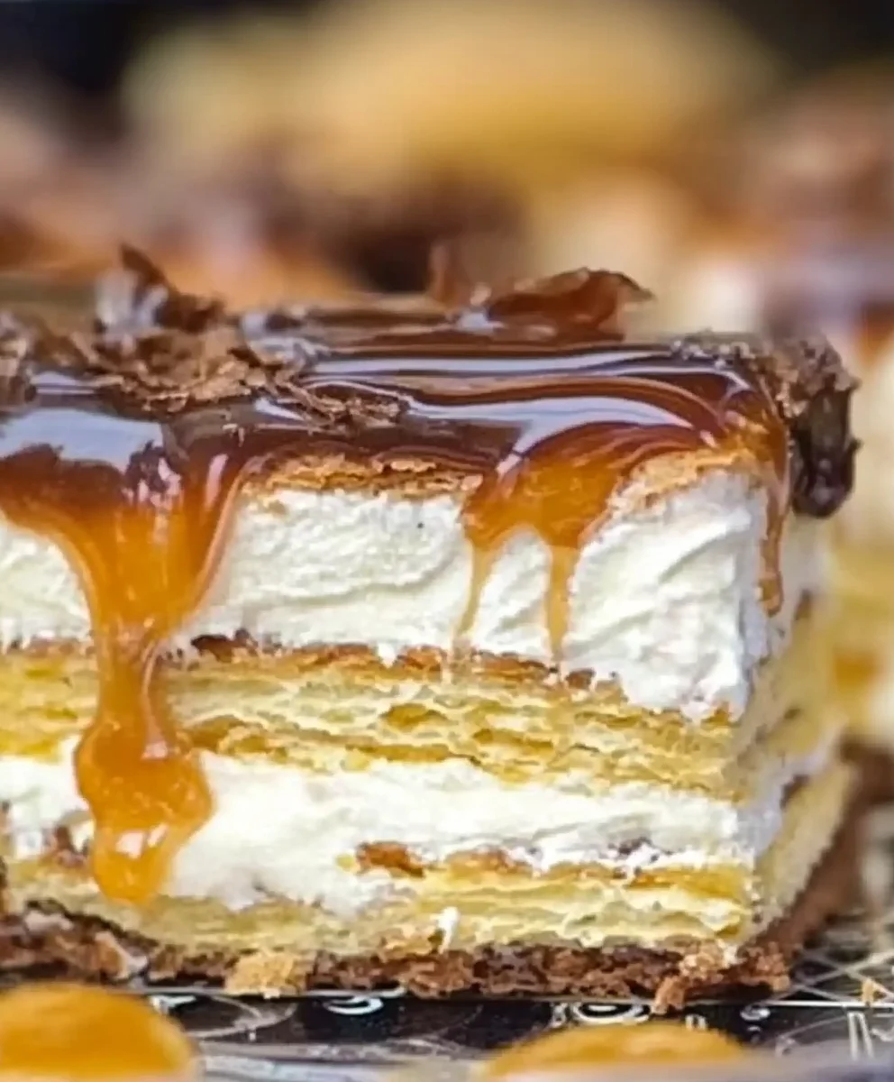 Caramel Eclair Dessert with Chocolate Ganache