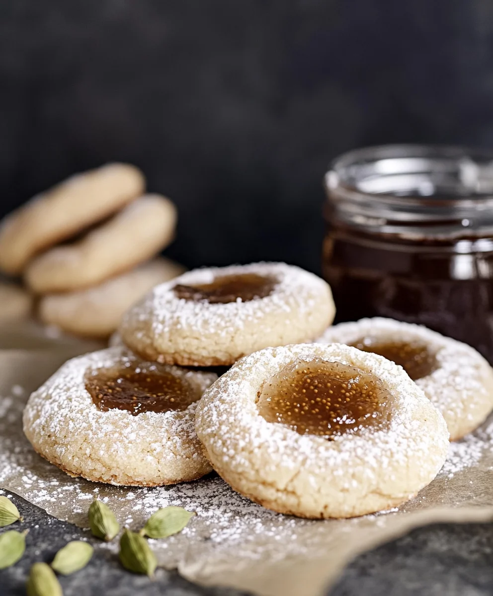 Cardamom Cookies With Fig Jam showcasing thumbprint design