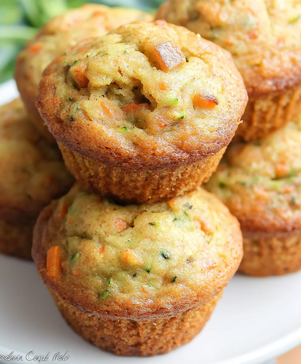 Freshly baked carrot cake zucchini muffins on a breakfast table
