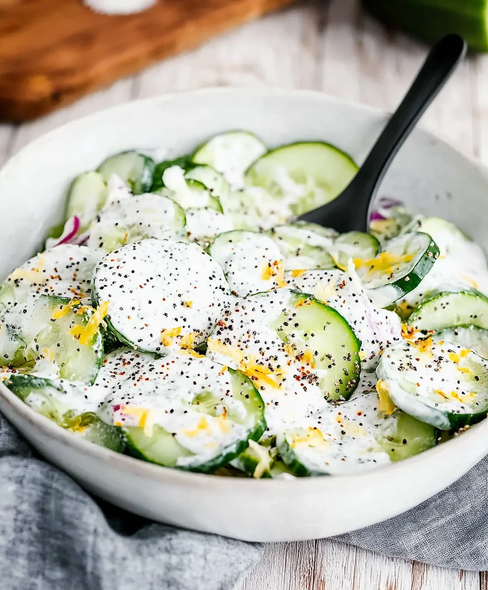 Cucumber Everything Bagel Salad with fresh herbs and onions