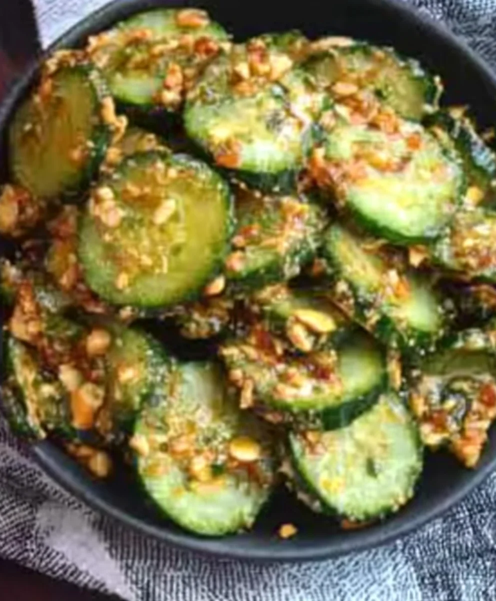 Vegan Cucumber Salad with Homemade Spicy Peanut Dressing