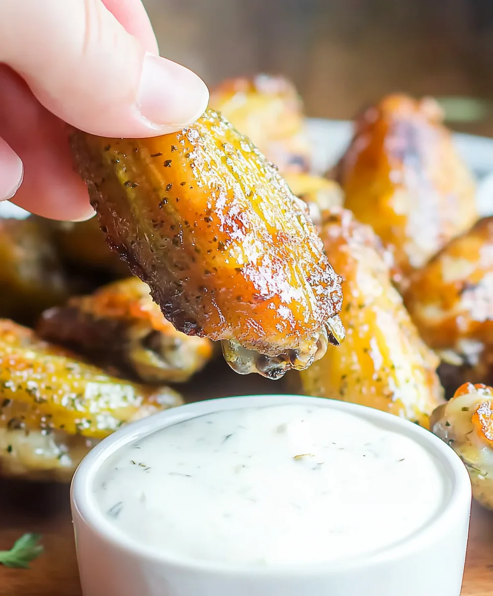 Chicken wings marinated in dill pickle juice in a dish