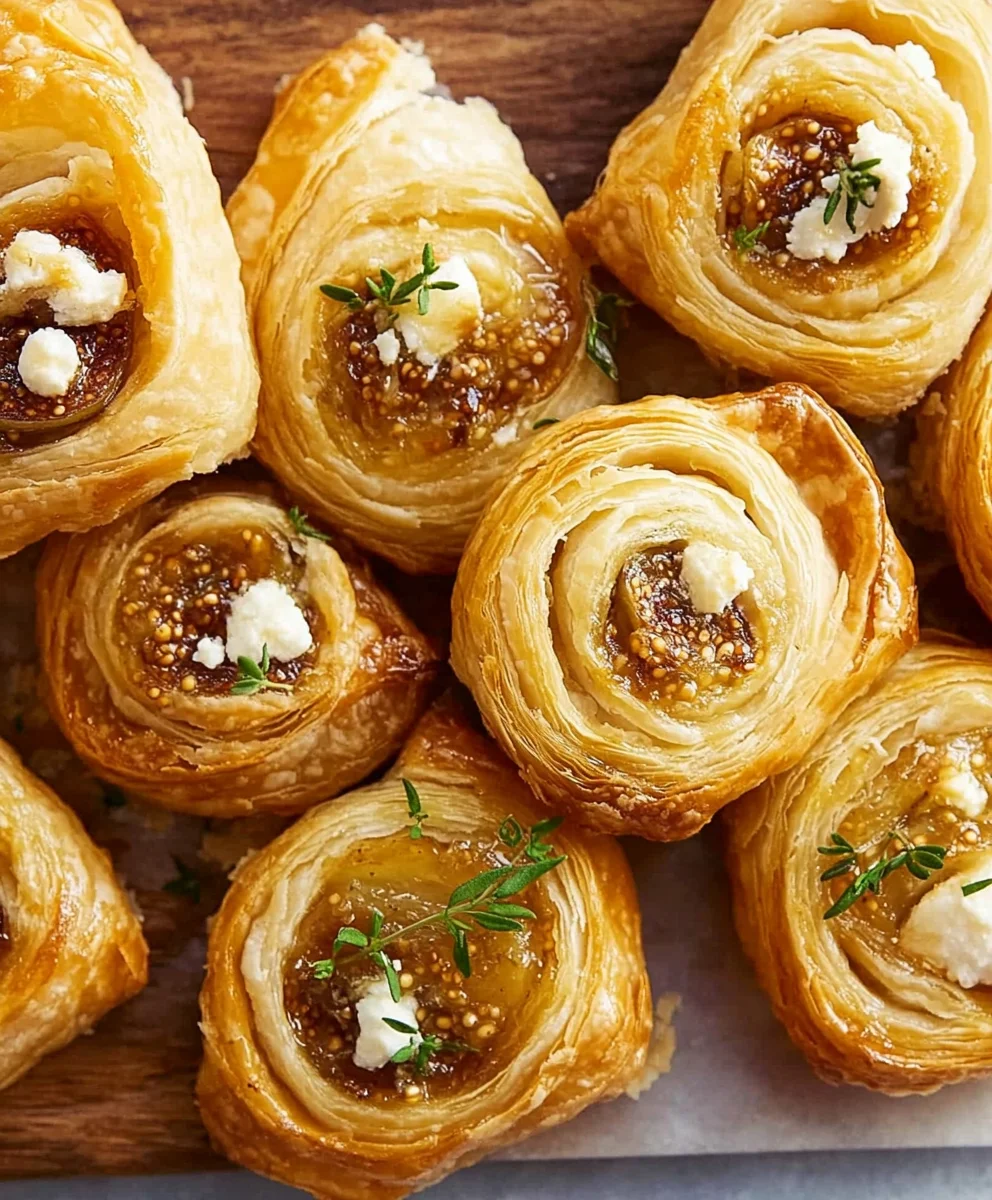 Fig and Goat Cheese Puff Pastry Roll with fig jam