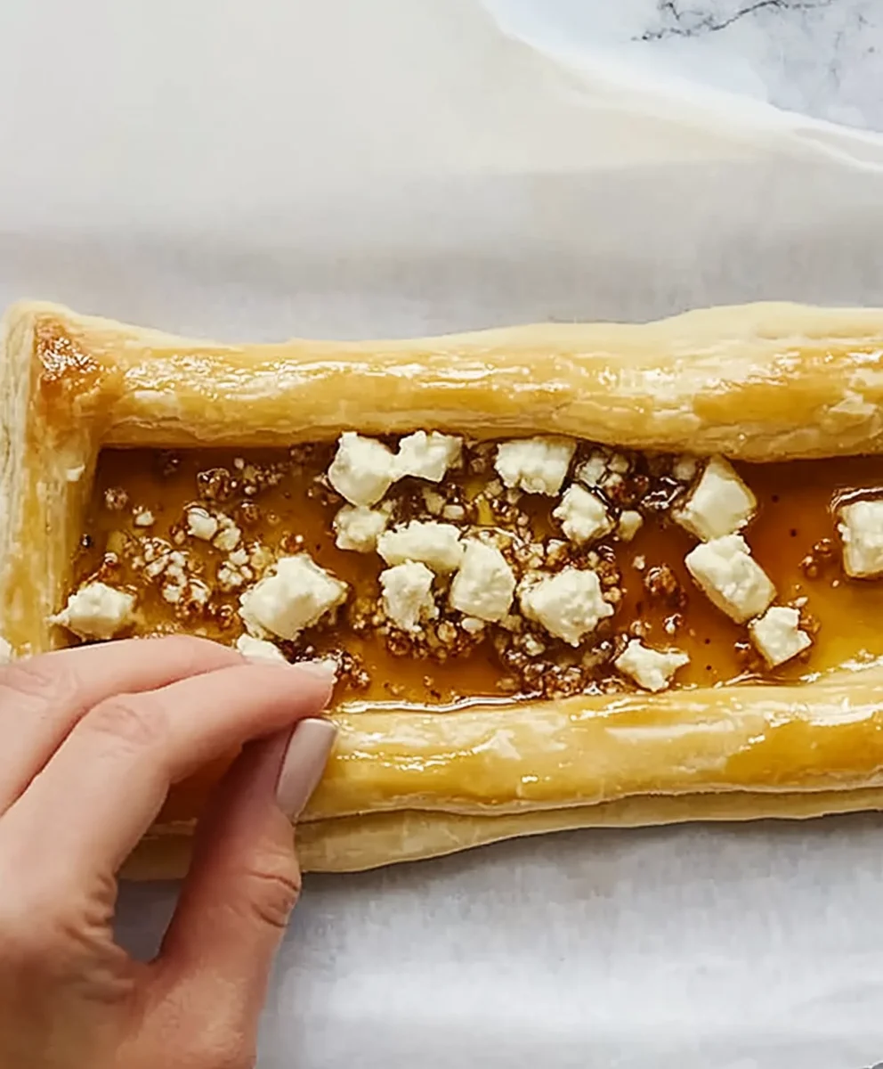 Bite-sized puff pastry with figs and goat cheese