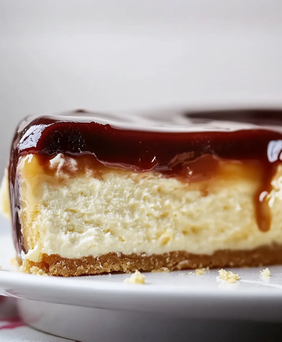 Layered Millionaires Cheesecake with shortbread and caramel