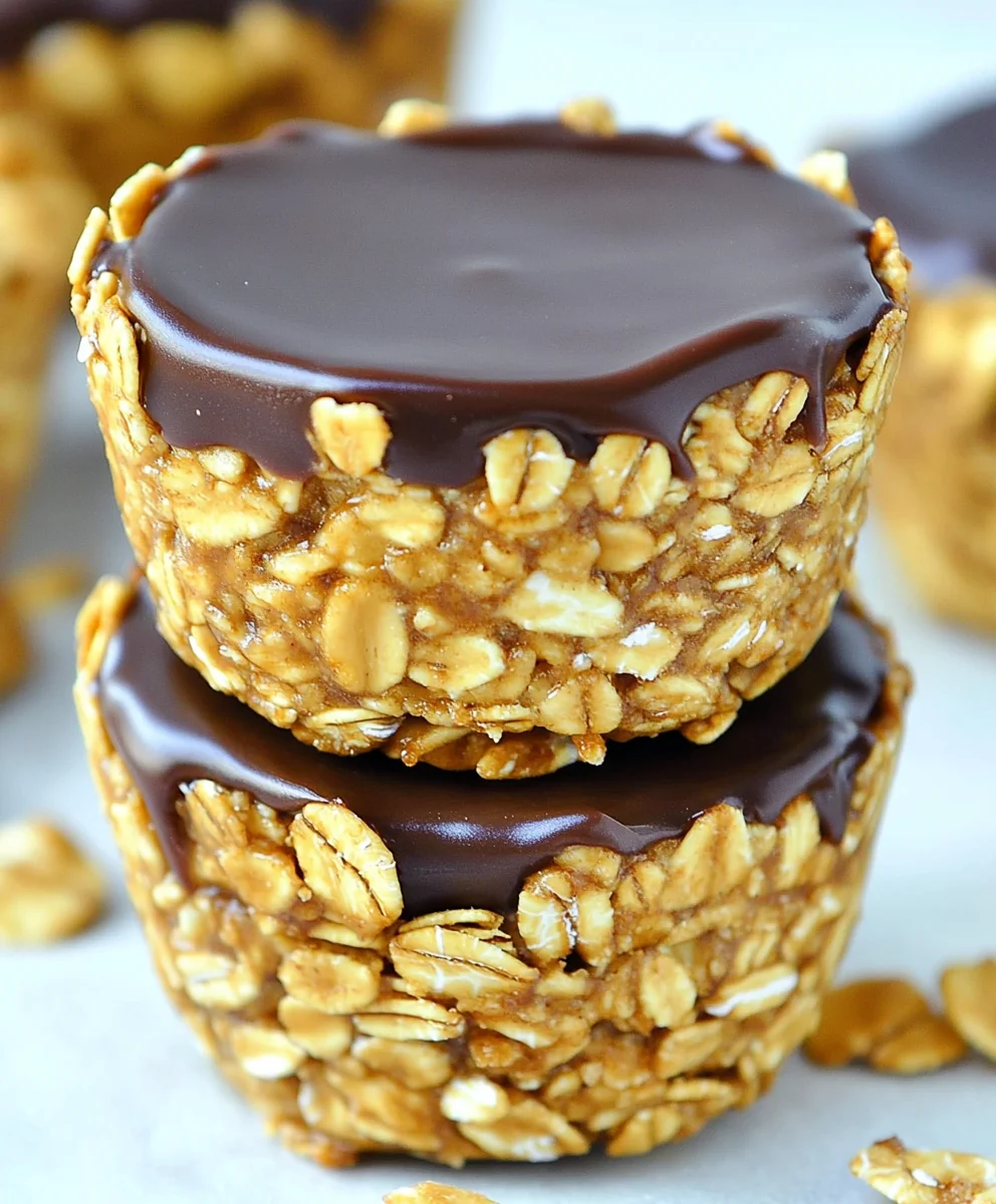 No Bake Peanut Butter Granola Cups with Chocolate Topping