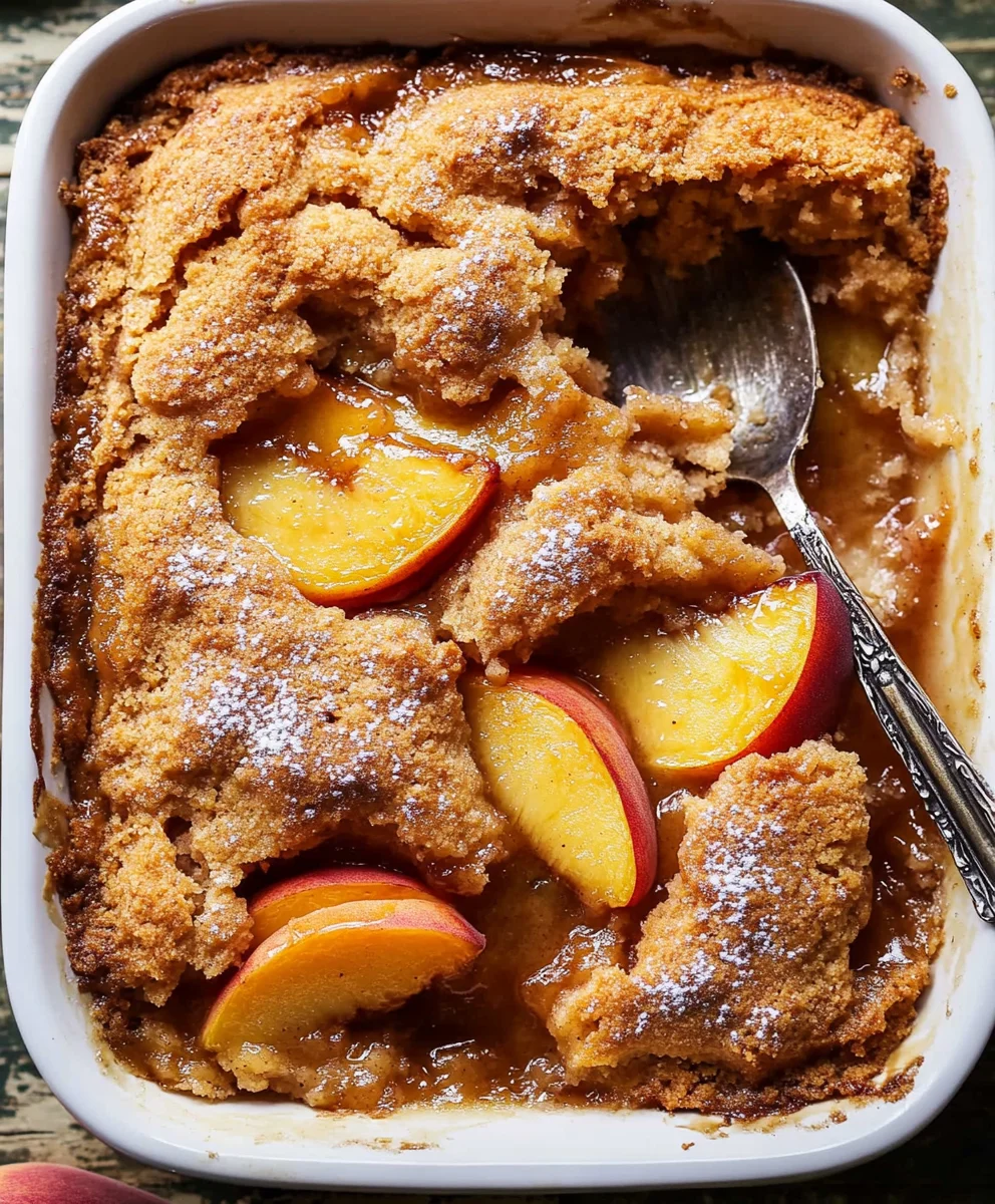 Brown Sugar Peach Cobbler with Fresh Peach Slices