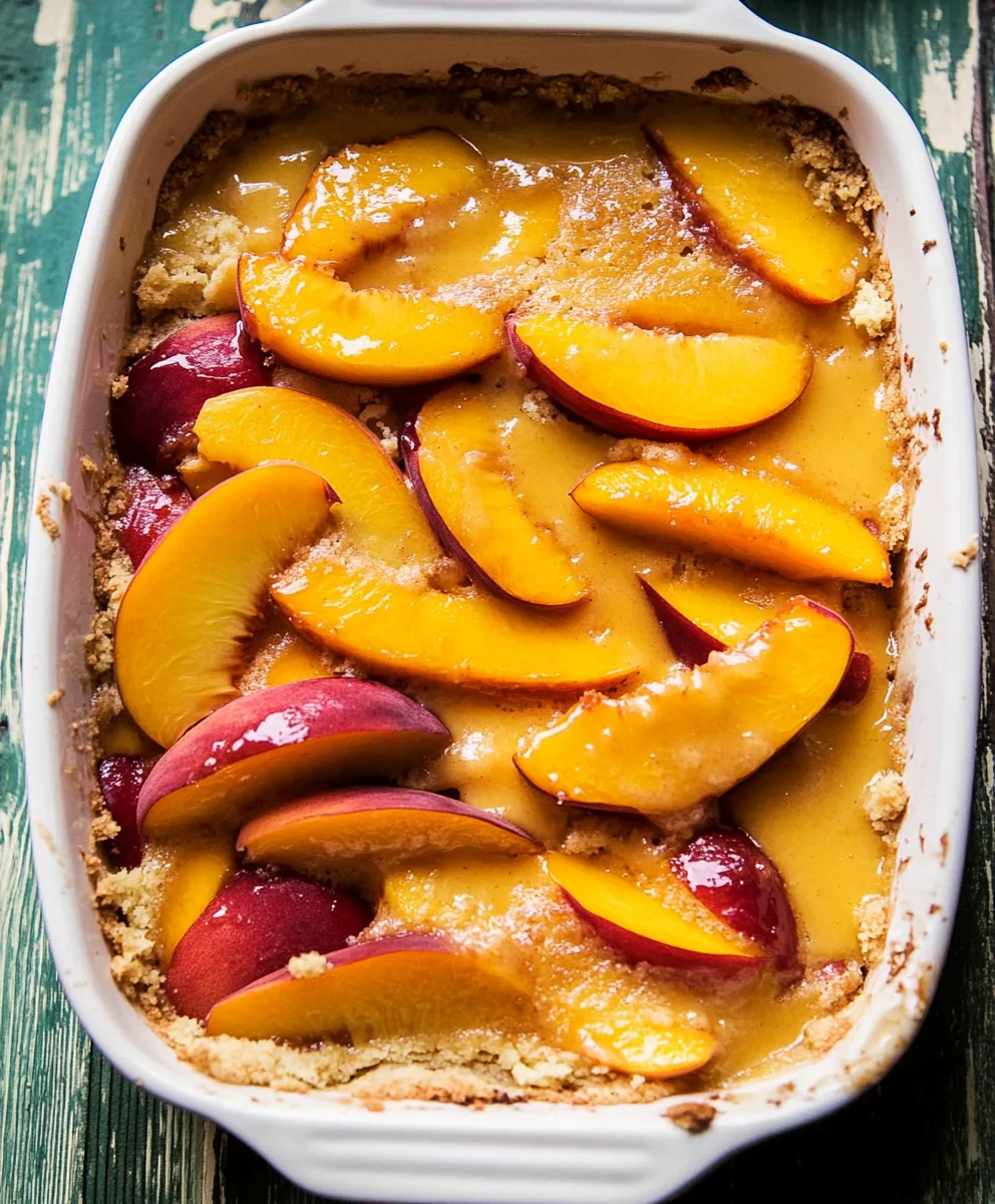 Skillet Peach Cobbler with Baked Brown Sugar