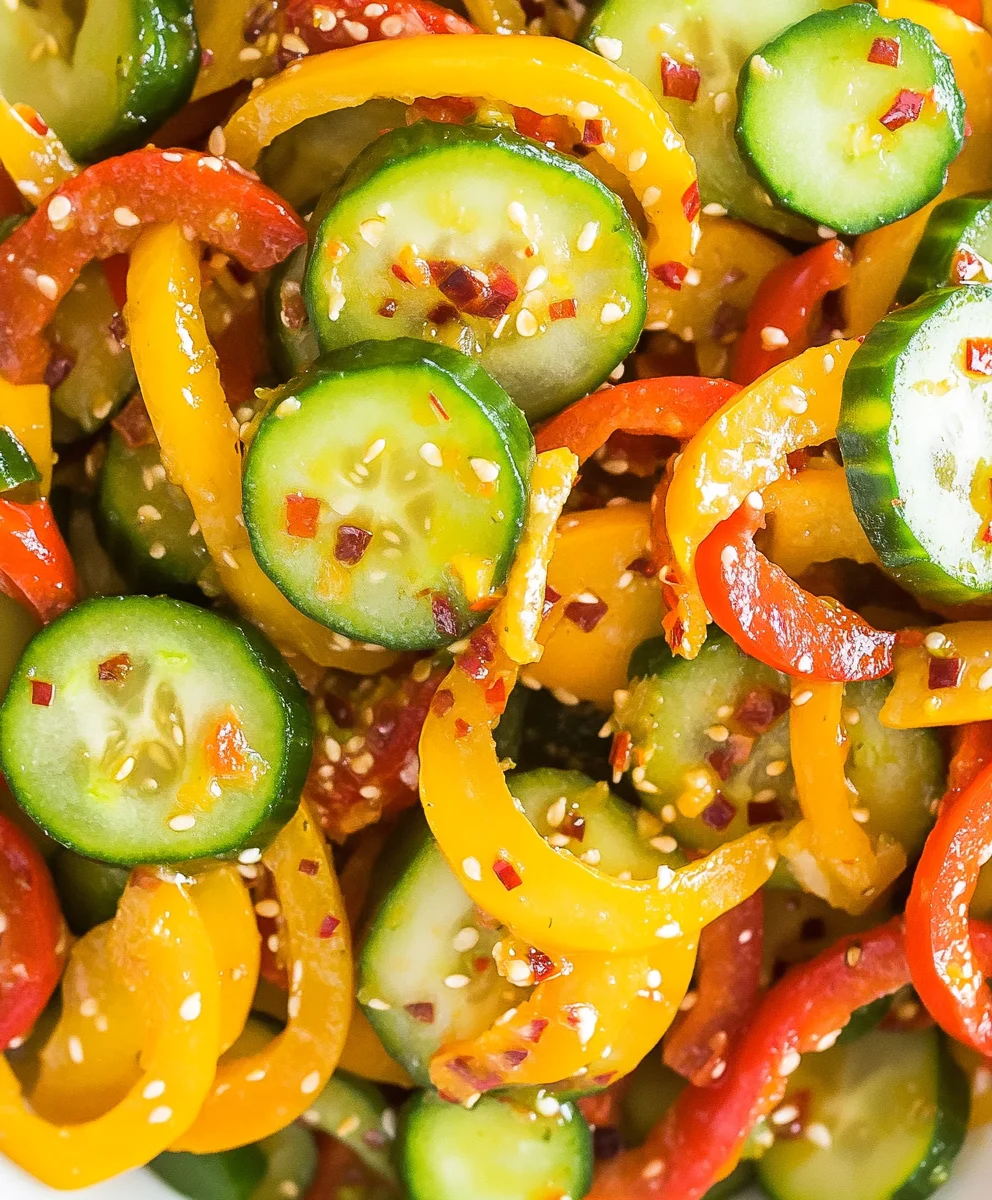 Crisp Cucumber Sweet Pepper Salad for Vegan Diets