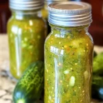 Homemade dill pickle hot sauce with fresh jalapeños