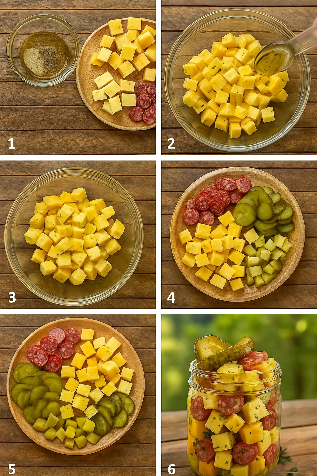 Simple Cheese and Salami Snack with Pickles