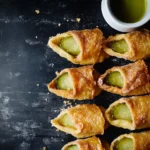 Crispy fried cheesy pickles with ranch dip