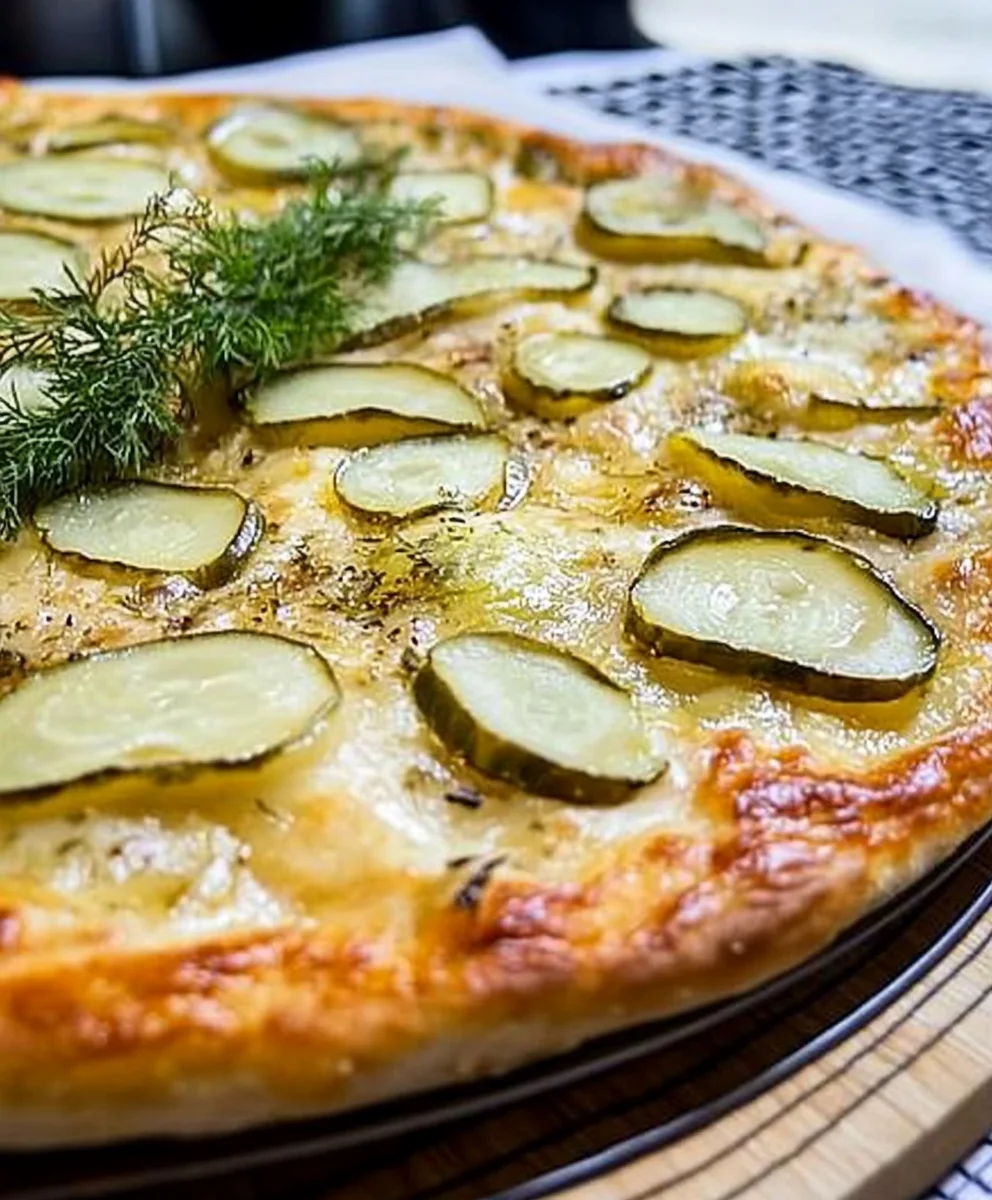 Gourmet Garlic Dill Pizza Slice Serving Garlic Lovers Dill Pickle Pizza with Fresh Dill