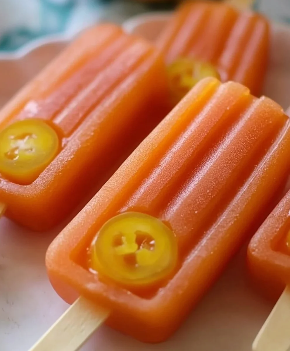 Spicy Tomato Frozen Treats with celery garnish