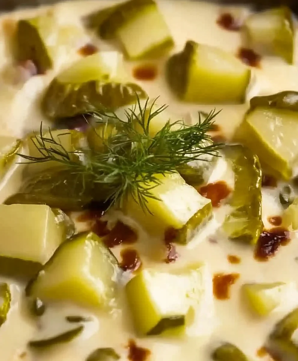 Savory Dill Pickle Cheesecake Slice with Creamy Filling