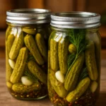 The Best Dill Pickles in a glass jar with fresh dill