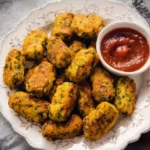 Crispy zucchini tater tots fresh out of the oven