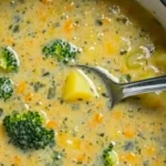 Creamy keto broccoli cheddar soup in a bowl