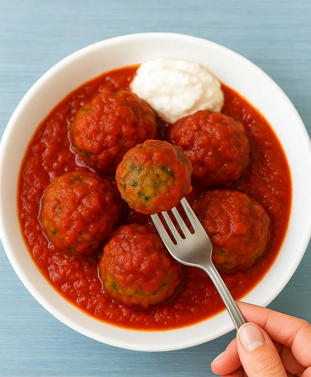 Zucchini Meatballs Served with Fresh Basil and Cheese