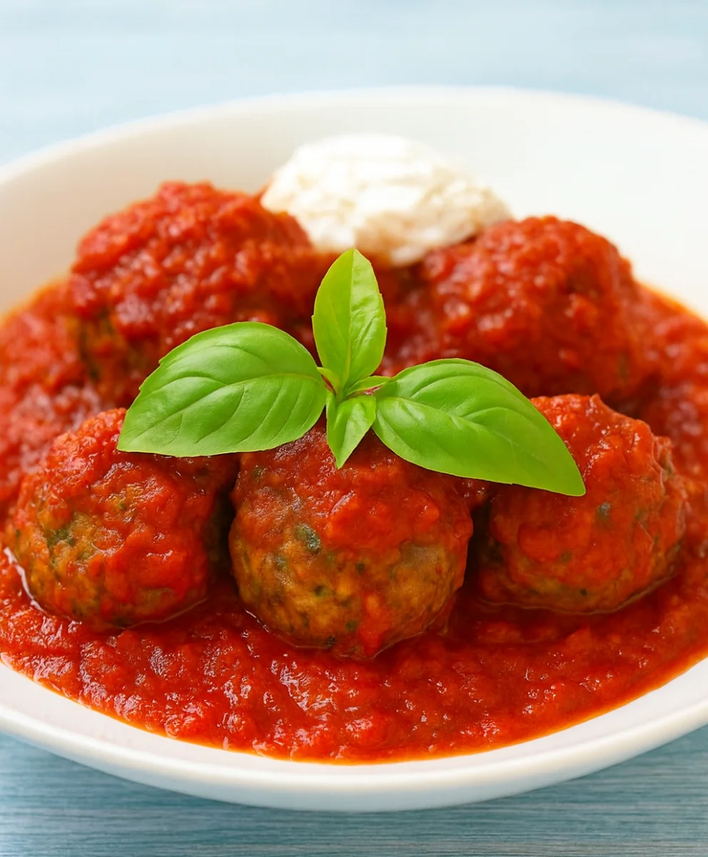 Baked Zucchini Meatballs with Marinara Sauce