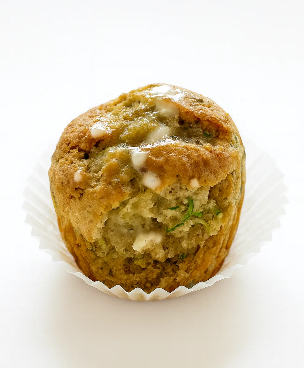 Freshly baked banana zucchini muffins with golden brown tops