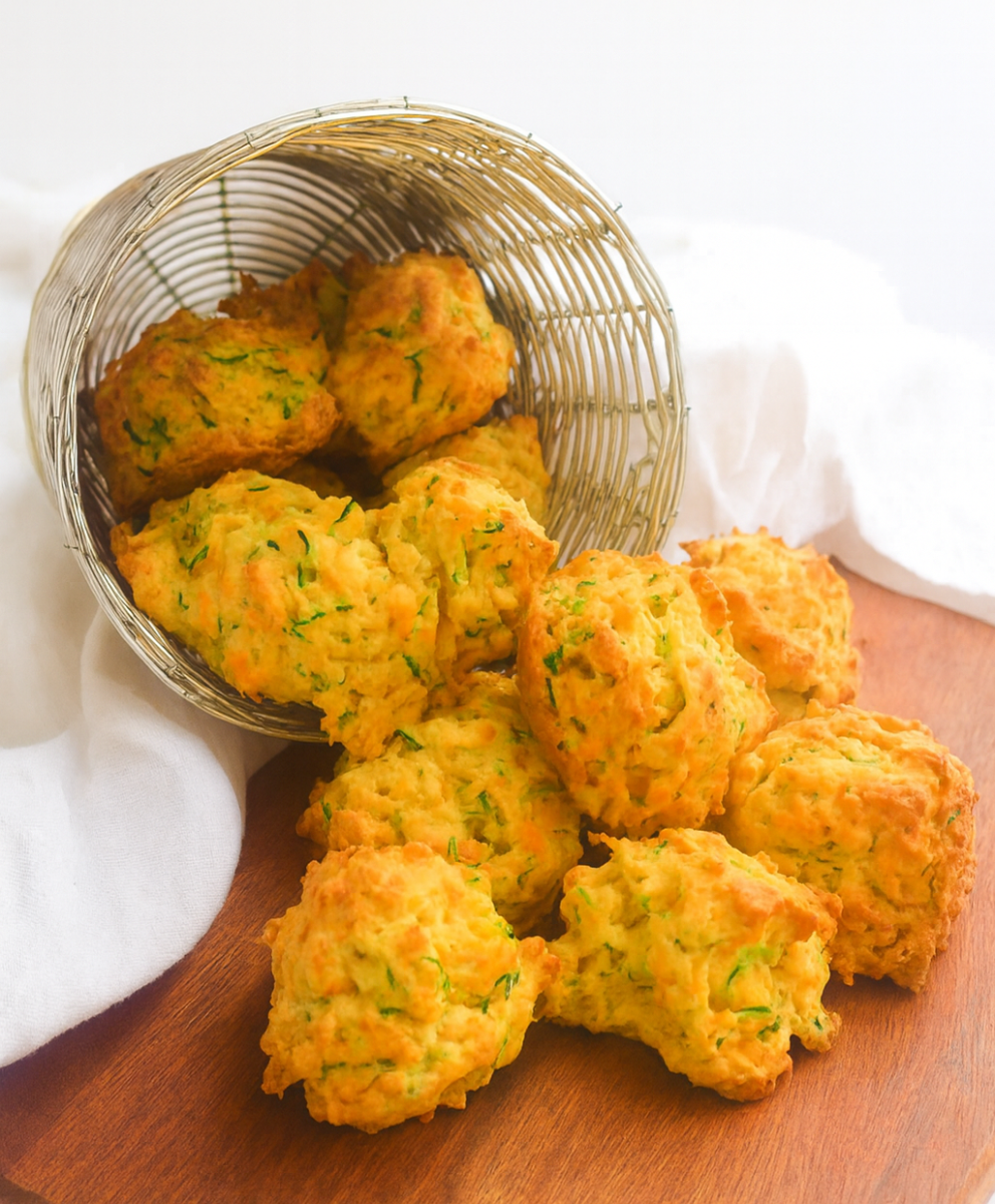 Fluffy Cheesy Zucchini Drop Biscuits Freshly Baked
