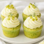 Dill Pickle Cupcakes with Whipped Cream Frosting on display