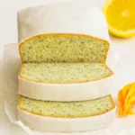 Freshly baked lemon poppy seed zucchini bread with glaze