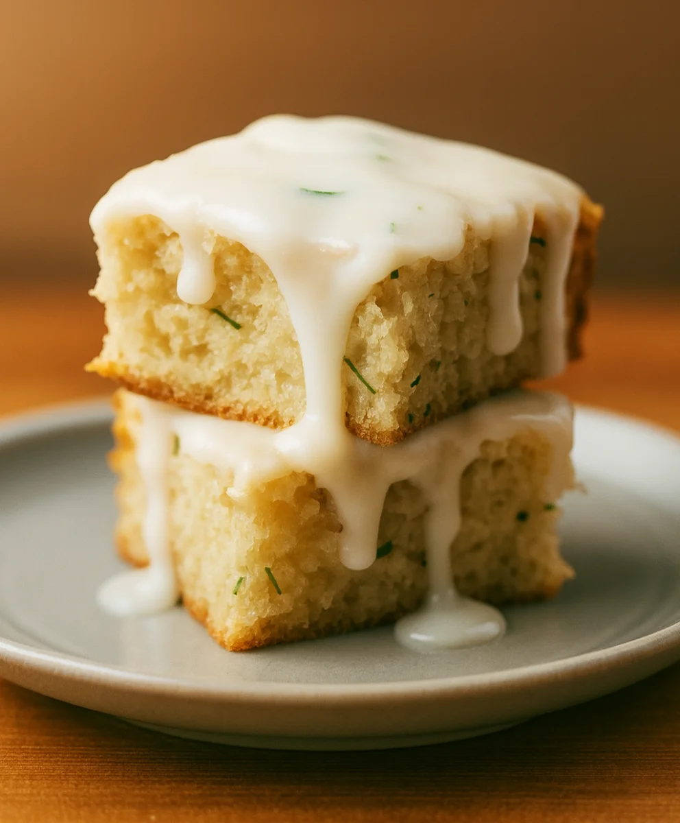 Delicious Lemon Zucchini Bars with Sweet Glaze on a Plate