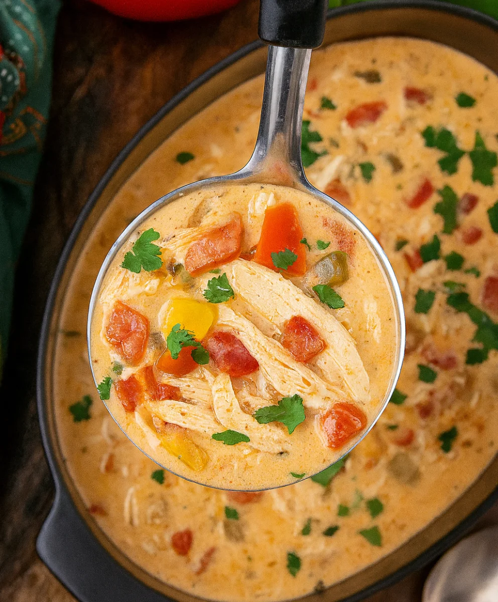 Creamy Low-Carb Chicken Fajita Soup in a Crockpot