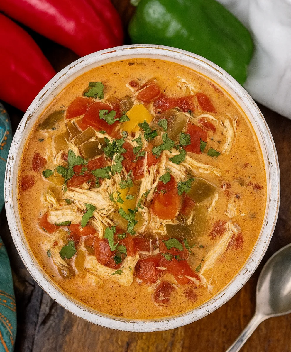 Low-Carb Chicken Fajita Soup with Bell Peppers and Onions