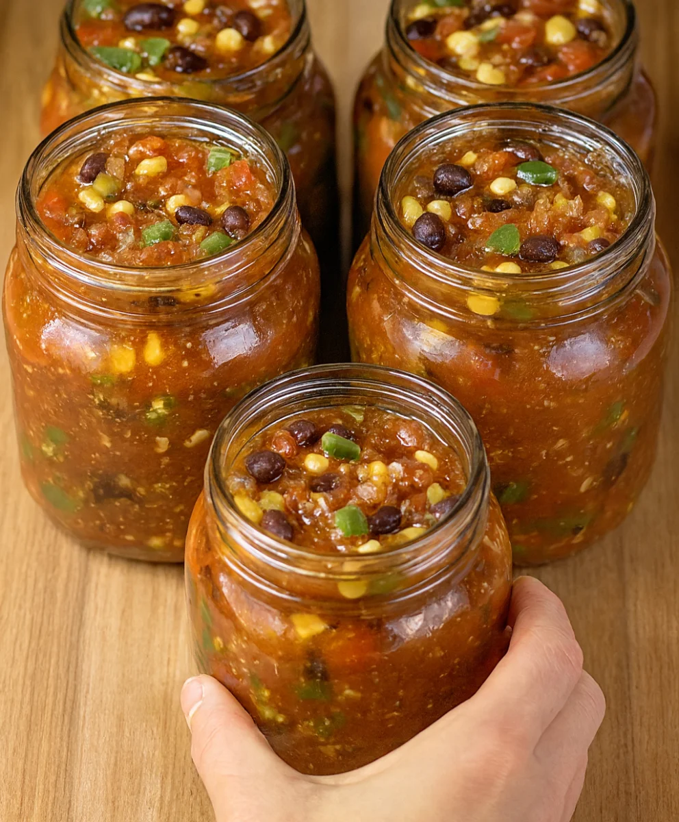 Roasted Tomato and Black Bean and Corn Salsa in a bowl