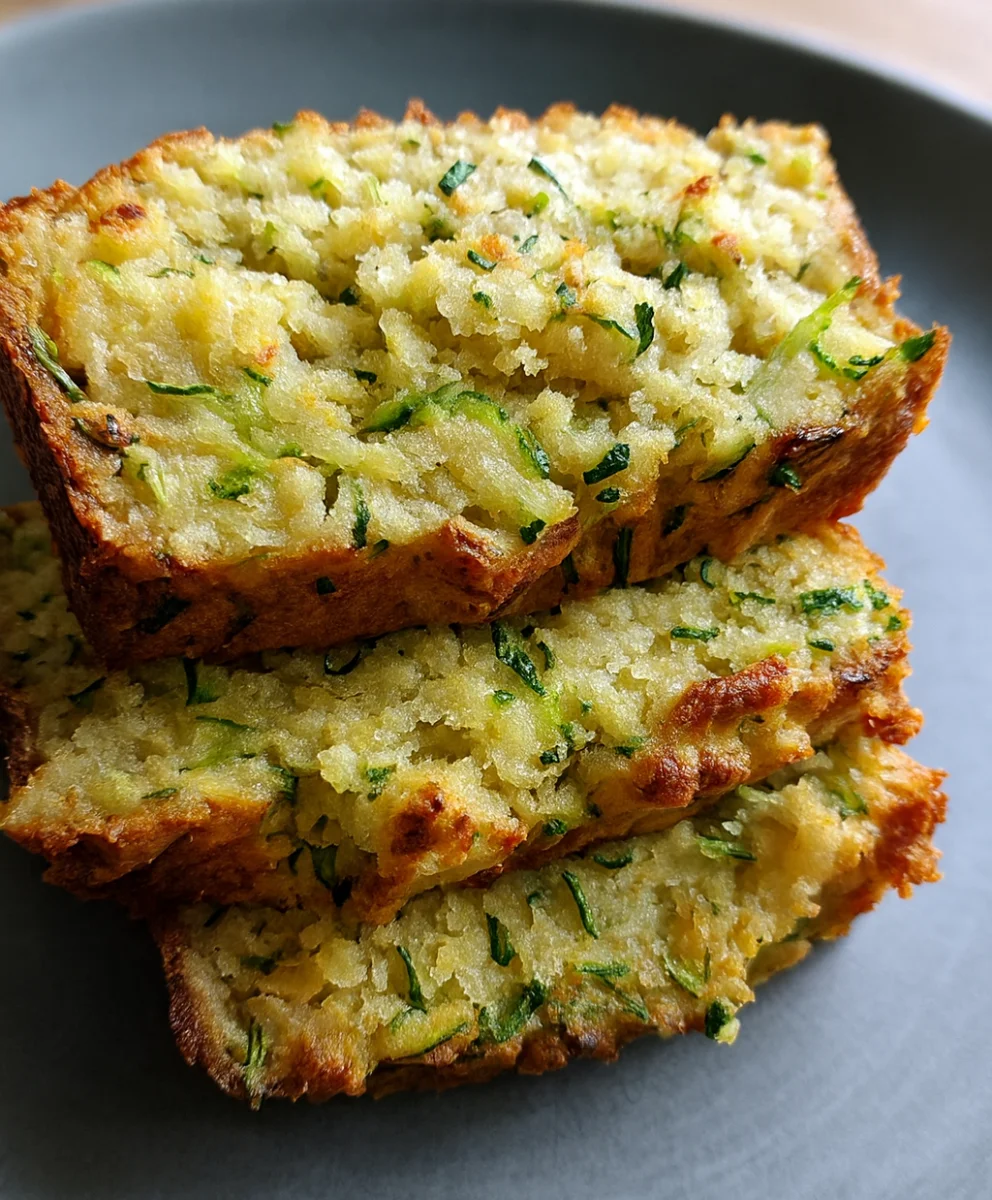 Baking homemade savory cheddar zucchini bread in the oven