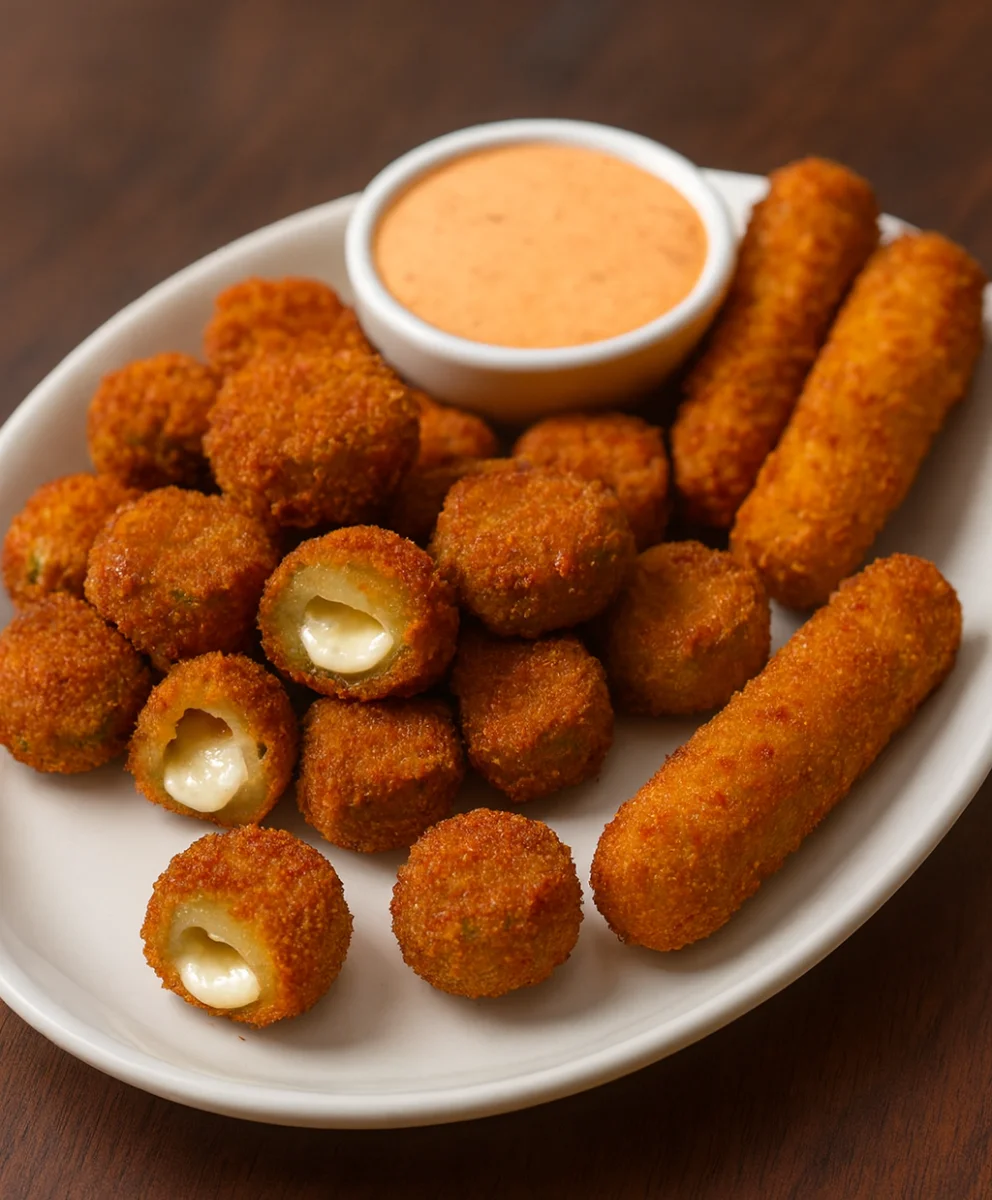 Stuffed Fried Pickles with Cheddar Cheese and Ham